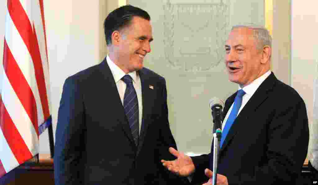 Romney meets with Israel's Prime Minister Benjamin Netanyahu in Jerusalem, July 29, 2012.