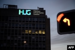 The Geneva University Hospitals (HUG) building, March 3, 2019.. Algeria's President Abdelaziz Bouteflika remains at a Swiss hospital as protests grow in his country, the Tribune de Geneve newspaper reported.