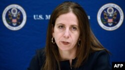 Sigal Mandelker, U.S. Treasury Under Secretary for Terrorism and Financial Intelligence, tells the Senate Banking Committee, Aug. 21, 2018, that the administration was prepared to ratchet up sanctions against Russia.