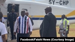 Le président Félix Tshisekedi à sa descente d'avion à Beni, Nord-Kivu, le 16 avril 2019. (Facebook/Fatshi News)