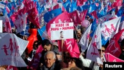 Opponents to gay marriage, adoption and procreation assistance attend a demonstration in Marseille February 2, 2013.