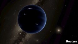 Le rendu d'un artiste montre la vue lointaine de "Planet Nine" retournant vers le soleil - photo de document fourni par l'Institut de Technologie de Californie (Caltech) à Pasadena, en Californie, 20 janvier 2016.