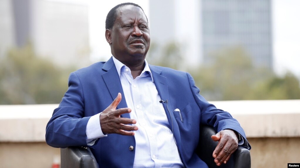 Kenyan opposition leader Raila Odinga of the National Super Alliance coalition speaks with Reuters in Nairobi, Kenya, Nov. 7, 2017. 