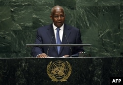 Foreign minister Sam Kutesa of Uganda speaks during the 69th Session of the General Assembly at the United Nations in New York on Sept. 24, 2014.