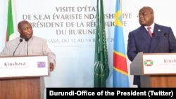 Président Evariste Ndayishimiye ya Burundi na mokokani wa ye ya RDC Félix Tshisekedi na Kinshasa, RDC.