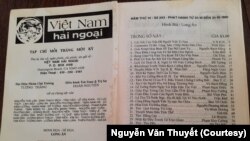 Ông Nguyễn Văn Thuyết là một tác giả của báo Việt Nam Hải Ngoại trong những năm ông ở trại cấm Whitehead, Hồng Kông