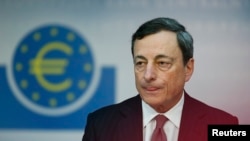 European Central Bank (ECB) President Mario Draghi speaks during the monthly ECB news conference in Frankfurt, Germany, June 6, 2013.
