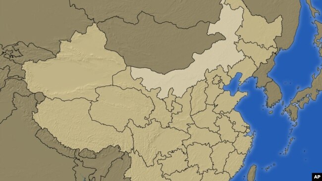 中國地圖北部淺色地區為內蒙古 