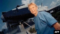 Jerrie Cobb, one of the Mercury 13, at the Kennedy Space Center Visitor Complex in Florida in 1998 