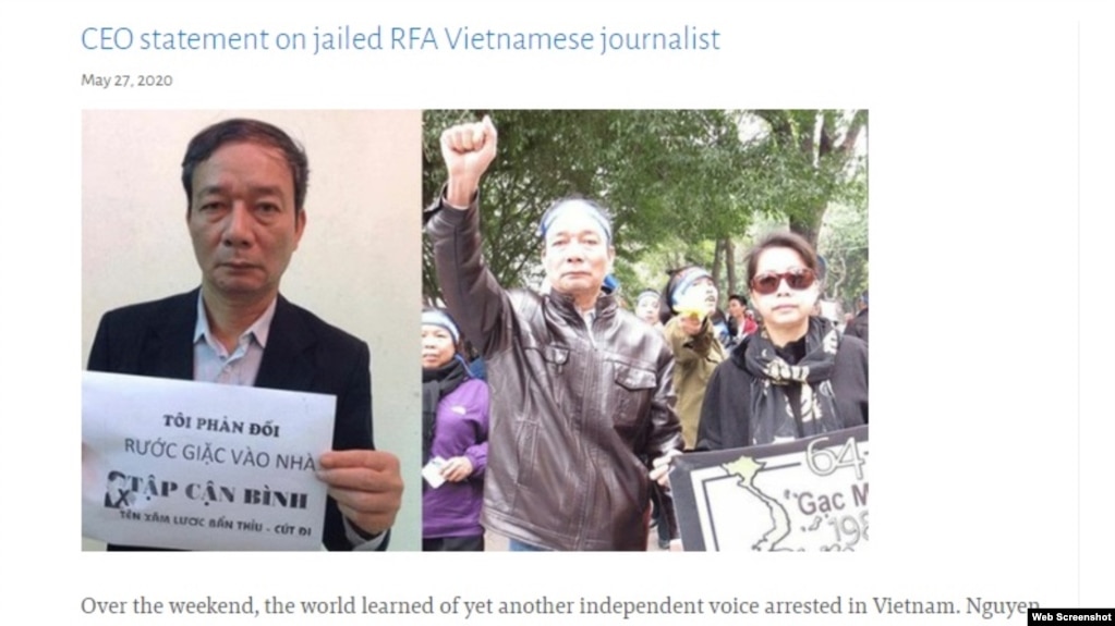 Hôm 27/5, Cơ quan Truyền thông Toàn cầu của Mỹ (USAGM) ra tuyên bố lên án việc chính quyền Việt Nam bắt giữ nhà báo độc lập-blogger Nguyễn Tường Thuỵ, gọi đây là hành động nhằm bịt miệng những tiếng nói chỉ trích chính phủ. Photo USAGM.