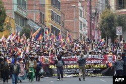 Los partidarios del ex presidente boliviano Evo Morales continuaron protestando en las calles de La Paz el 14 de noviembre de 2019.