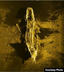 A January sonar image shows a shipwreck discovered in December 2015. (Photo courtesy of ATSB)