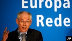 Presiden Uni Eropa, Herman van Rompuy memberikan sambutan di Museum Pergamon, Berlin, 9 November 2010 (Foto: dok). 