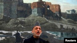 Afghan President Hamid Karzai speaks during a news conference in Kabul, Afghanistan, May 4, 2013.
