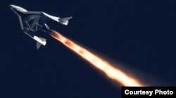 Virgin Galactic's SpaceShipTwo is seen flying over the Mojave Desert in California on Sept. 5.