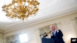 조 바이든 미국 대통령이 19일 백악관에서 코로나 사태 이후 경제 회복에 관해 연설했다.