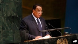 Umushikiranganji w'imigenderanire n'ayandi makungu Ibrahim Ghandour, mu nama ya ONU igira 70 i New York, USA, itariki 02/10/2015