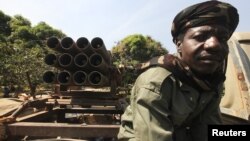 A soldier from the Chadian contingent of the Central African Multinational Force looks on in Damara, about 75 km north of Bangui, January 2, 2013.