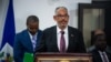 Newly sworn-in Haitian Prime Minister Alix Didier Fils-Aime speaks during the installation ceremony in Port-au-Prince, Haiti, on Nov. 11, 2024. 