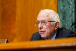 FILE - Sen. Bernie Sanders, I-Vt., speaks during a hearing on Capitol Hill, Feb. 25, 2021.