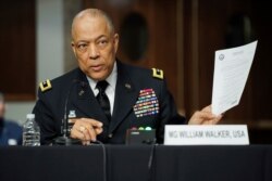 Mayor Jenderal William Walker, Komandan Garda Nasional Distrik Columbia, saat memaparkan kerusuhan di Gedung Kongres pada 6 Januari lalu, Washington, 3 Maret 2021.