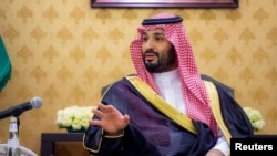 Saudi Arabia's newly designated Prime Minister, Mohammed bin Salman speaks during his meeting in the Ministry of Defence in Jeddah, Saudi Arabia