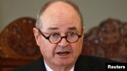 U.S. Special Representative to Afghanistan and Pakistan James Dobbins speaks during a news conference in New Delhi, India, June 27, 2013. 