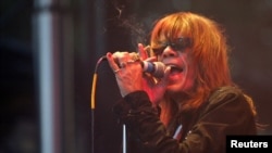 FILE - Singer David Johansen of the punk rock band New York Dolls performs at the 35th annual Bumbershoot Seattle Arts Festival in Seattle, Washington, Sept. 2, 2005.