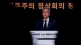 (FILE) U.S. Secretary of State Antony Blinken speaks during the Third Summit for Democracy in Seoul.