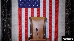 FILE: The chair of the Speaker of the House sits empty for a third straight day as members of the House gather for another expected round of voting for a new Speaker on the third day of the 118th Congress at the U.S. Capitol in Washington. Taken January 5, 2023.