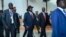 FILE - South Sudan's President Salva Kiir, center, arrives for an African Union summit in Addis Ababa, Ethiopia, Feb. 9, 2020. Speaking Feb. 14 in Juba, Kiir accused summit envoys of trying to prolong South Sudan's dispute over its number of states.