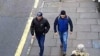 A handout picture taken in Salisbury on March 4, 2018, and released by the British Metropolitan Police Service in London on September 5, 2018, shows Alexander Petrov (R) and Ruslan Boshirov, who are wanted by British police.