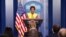 Karine Jean-Pierre, porte-parole de la Maison Blanche, lors d'une conférence de presse à Washington. 