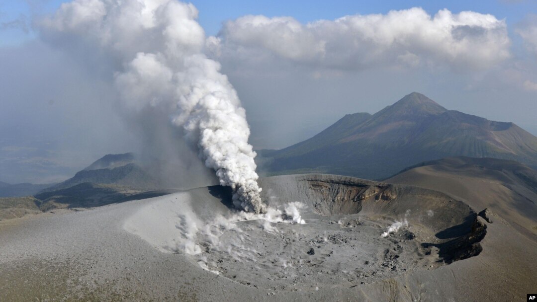 The Shinmoe volcano is seen after eruption, Kirishima, Kagoshima prefecture, Japan in this photo taken by Kyodo on October 11, 2017. 