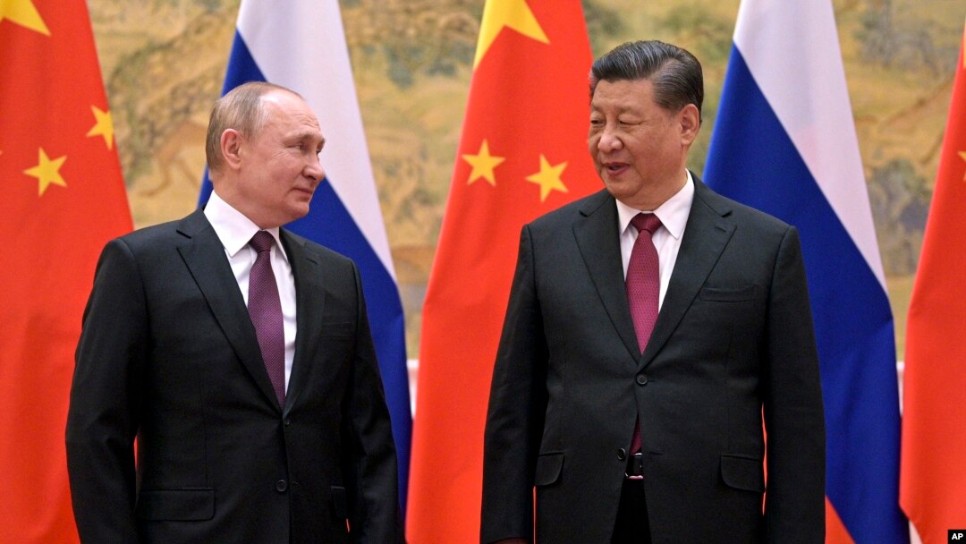 Tư liệu- Tổng thống Nga Vladimir Putin cùng Chủ tịch Trung Quốc Tập Cận Bình tại một cuộc gặp ngày 04/02/2022 tại Bắc Kinh. 