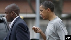 President Barack Obama after getting injured in a basketball game in Washington, 26 Nov 2010