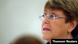 La Alta Comisionada Michelle Bachelet en una Sesión del Consejo de Derechos Humanos de la ONU en Ginebra. Marzo 3, 2021. Foto: Reuters.