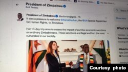 President Emmerson Mnangagwa held a meeting in Harare on Monday with UN Special Envoy, Elana Douhan. (Photo: Emmerson Mnangagwa/Twitter )