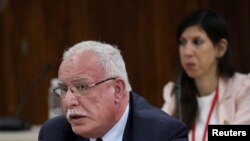 FILE - Palestinian Foreign Minister Riyad al-Maliki.