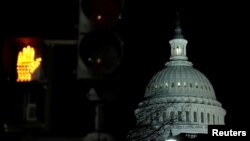 U.S. Capitol shortly after the beginning of the federal government shutdown in Washington, Jan. 20, 2018. 