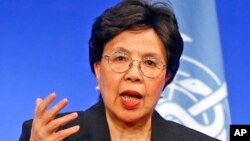 FILE World Health Organization Director-General Margaret Chan delivers her speech during a conference in Lyon, central France on March 23, 2016. 