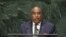 FILE - Solomon Islands Ambassador to the United Nations Collin Beck speaks during a session of the United Nations General Assembly at U.N. headquarters, Sept. 30, 2014.