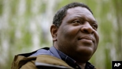 Goldman Environmental Prize winner Alfred Brownell, a Liberian environmental lawyer and human rights activist, stands for a photograph, in Boston, April 22, 2019.