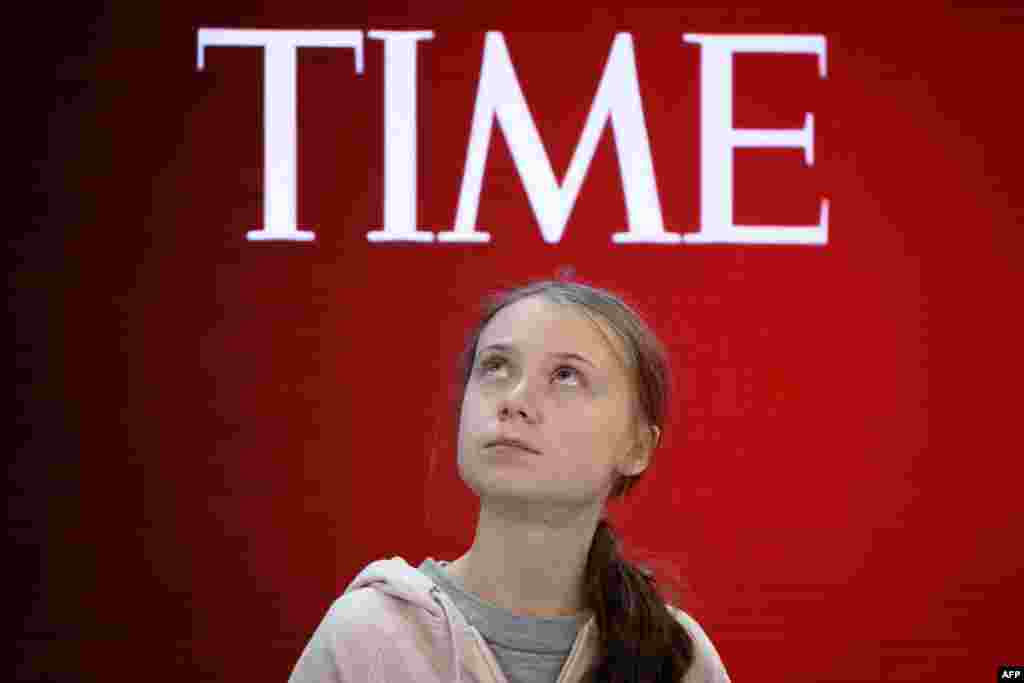 Swedish climate activist and Time&#39;s Person of the Year 2019 Greta Thunberg attends a session during the World Economic Forum annual meeting in Davos, Switzerland.