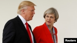 Donald Trump et Theresa May à la Maison Blanche, Washington, le 27 janvier 2017. 