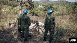 Capacetes Azuis da ONU a norte de Bangui, República Centro-Africana. 25 de Dezembro, 2020.