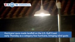 VOA60 Ameerikaa - Hurricane Laura made landfall on the Gulf Coast early Thursday as a category four hurricane