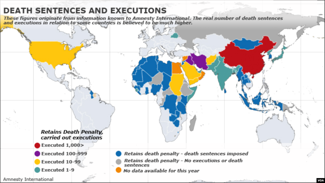 Amnesty International, death penalty map