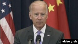 美国副总统拜登(美国之音视频截图) Vice President Joe Biden (VOA Video)