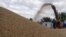 FILE: Workers storage grain at a terminal during barley harvesting in Odesa region. Taken 6.23.2022